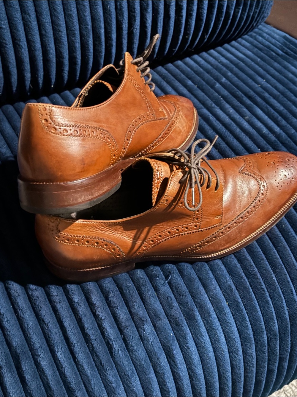 Cole Haan Men's Tan Brown Leather Lace-Up wing tip Oxfords 11.5 - Picture 3 of 7